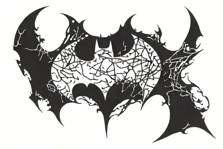 Batman logo made of bat swarm tattoo design idea