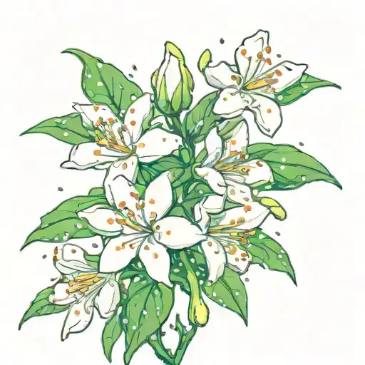 Jasmine flower under the rain tattoo design idea