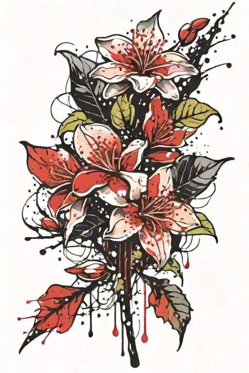 jasmine flower under the rain tattoo design idea