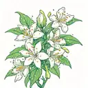 Jasmine flower under the rain tattoo design idea