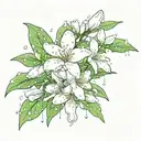 Jasmine flower under the rain tattoo design idea