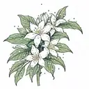 Jasmine flower under the rain tattoo design idea