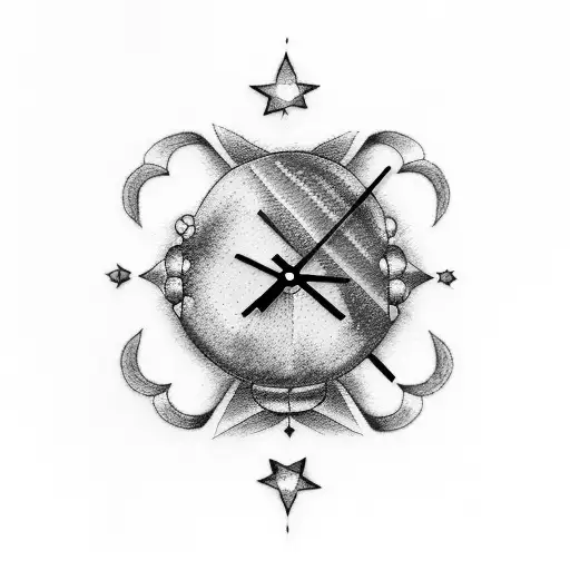 Rainbow baby tattoo. with a clock at 12:11 and little stars, and the name "isabella"  tattoo design idea