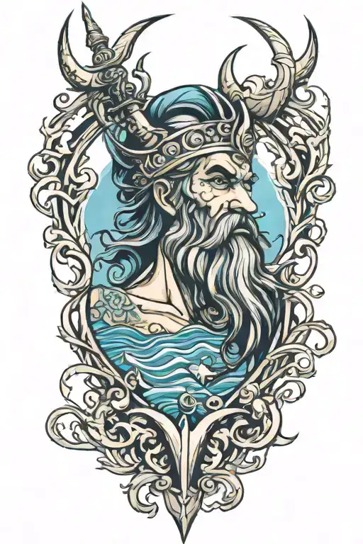 poseidon trident tattoo design idea