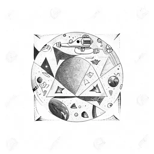 space themed square tattoo design idea