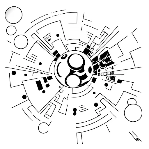 An 8 ball breaking through a pool table tattoo design idea