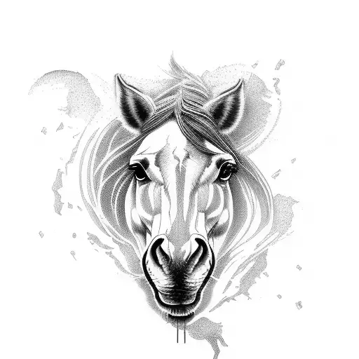 wild horse front running tattoo design idea