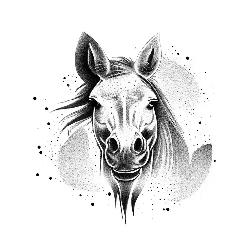wild horse front tattoo design idea