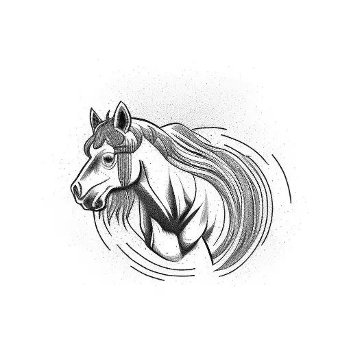 wild horse front running tattoo design idea