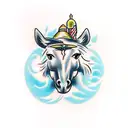 wild horse front running tattoo design idea