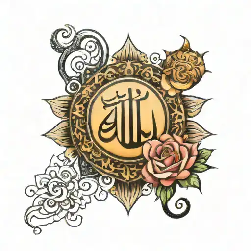Allah and baby tattoo design idea