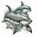 dolphin and shark tattoo design idea