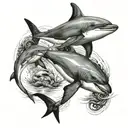 dolphin and shark tattoo design idea