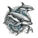 dolphin and shark tattoo design idea