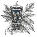 An intricate coffee plant with blueprint-like details, symbolizing the engineer's precision and attention to detail tattoo design idea