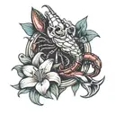 anchor with a lobster and stargazer lily flower tattoo design idea