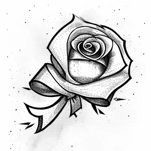 A bow with a rose instead of an arrow tattoo design idea