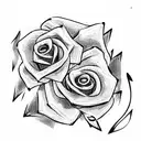 A bow with a rose instead of an arrow tattoo design idea