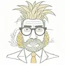 Hilarious and creative drawing of a man as a pineapple. The pineapple man has glasses and a tie. The pineapple man has a tattoo design idea