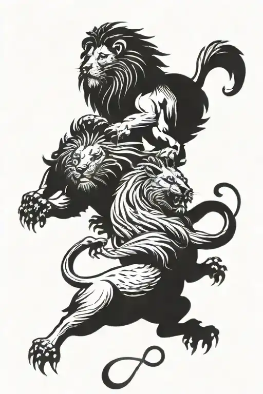 a dodo and a lion fighting each other tattoo design idea