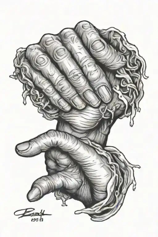 Lesbian hand choking tattoo design idea