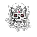 Wemon Angels day of the dead tattoo design idea