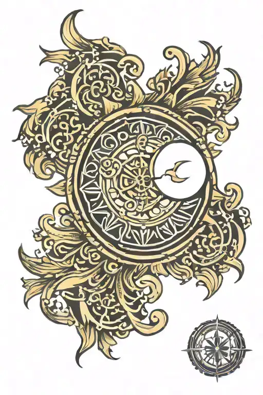 Macedonian sun with ic xc nika christogram in the center  tattoo design idea