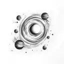 galaxy with stars, black hole and planet mars tattoo design idea