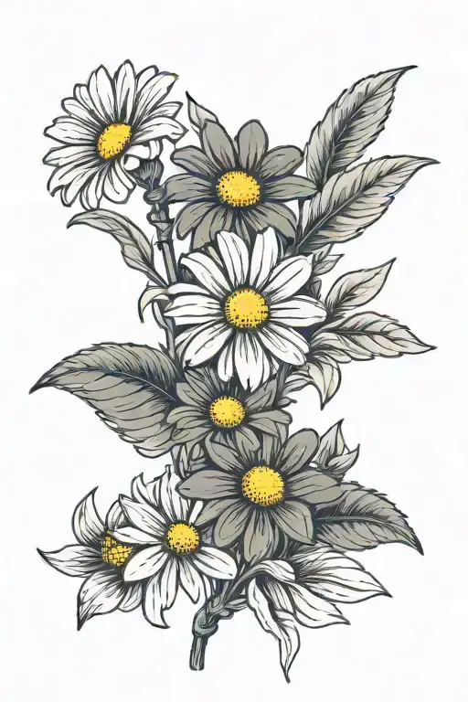daisy flower name stem being held tattoo design idea
