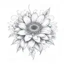 gerbera daisies and roses tattoo design idea