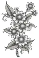 daisy flower name stem being held tattoo design idea