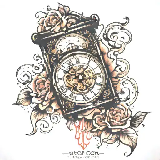 fading clock melting tattoo design idea