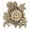 fading clock melting tattoo design idea
