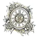 fading clock melting tattoo design idea