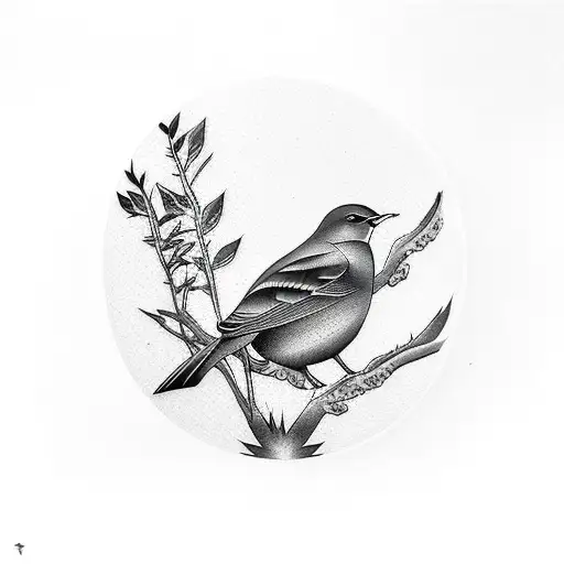 Common blackbird tattoo design idea