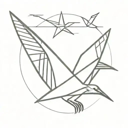 paper crane flying tattoo design idea
