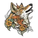 coyote howling tattoo design idea