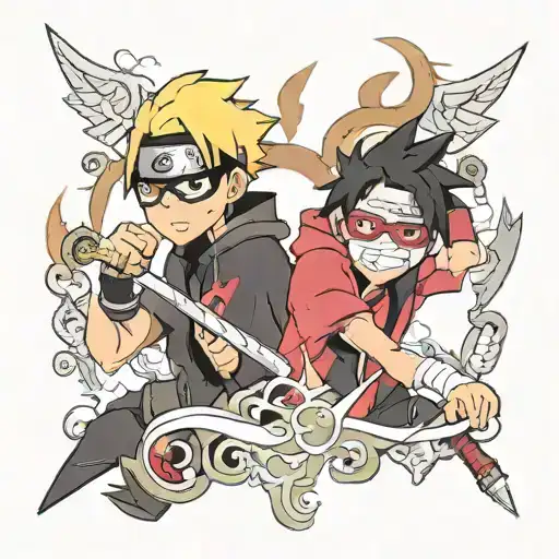 Boruto Sarada and Mitsuki tattoo design idea