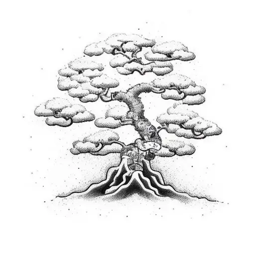 a heart with a bonsai tree growing out of it tattoo design idea