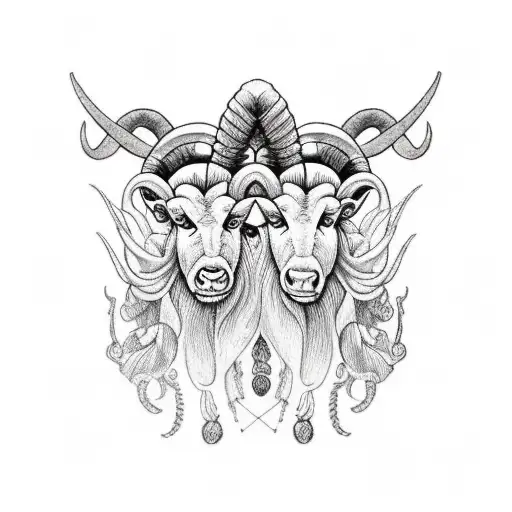 aries vs taurus fight tattoo design idea