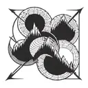 A mountain, latitude longitude of mountain, yin Yang symbol, arrow design  tattoo design idea