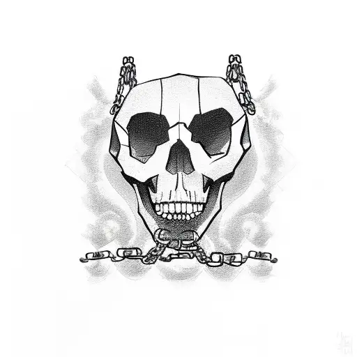Skull cat with chains tattoo design idea