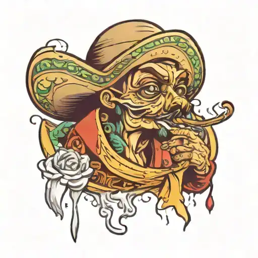 Taco smoking a blunt tattoo design idea