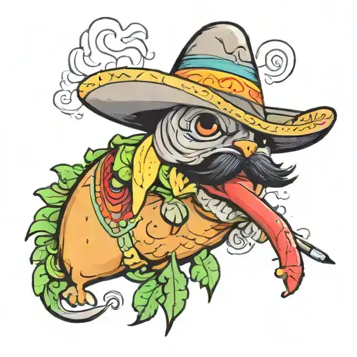 Taco smoking a blunt tattoo design idea