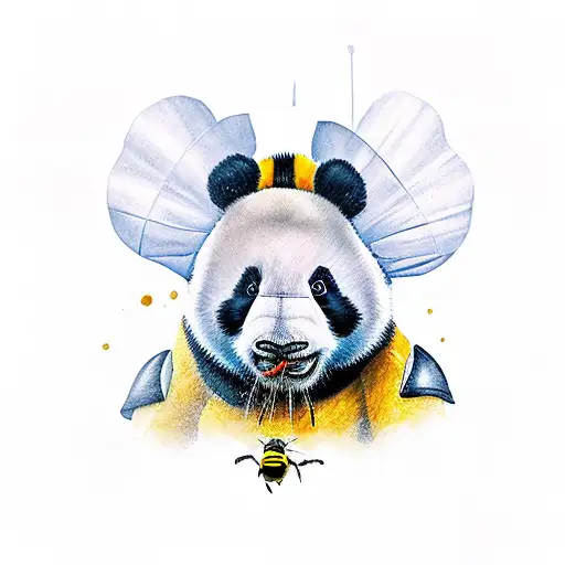 panda, bumble bee, elephant tattoo design idea