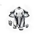 panda, bumble bee, elephant tattoo design idea