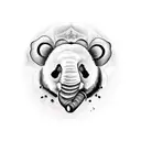 panda, bumble bee, elephant tattoo design idea