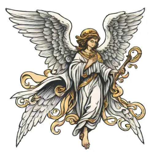 orthodox angel with wings tattoo design idea