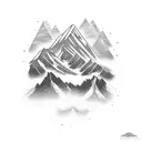 snowboard and mountain tattoo design idea