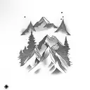 snowboard and mountain tattoo design idea